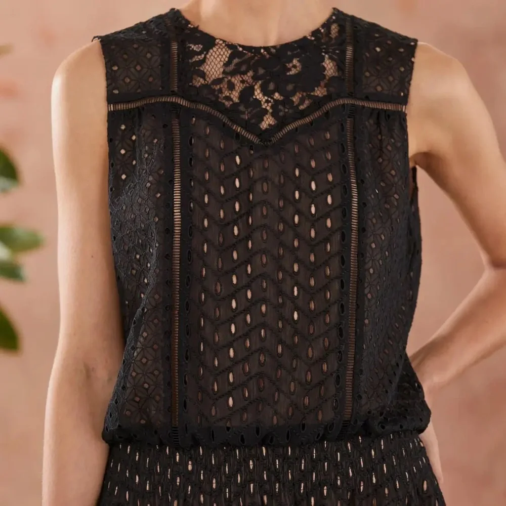Sundance On The Sea Black Eyelet Lace Cocktail Dress - Picture 4 of 12